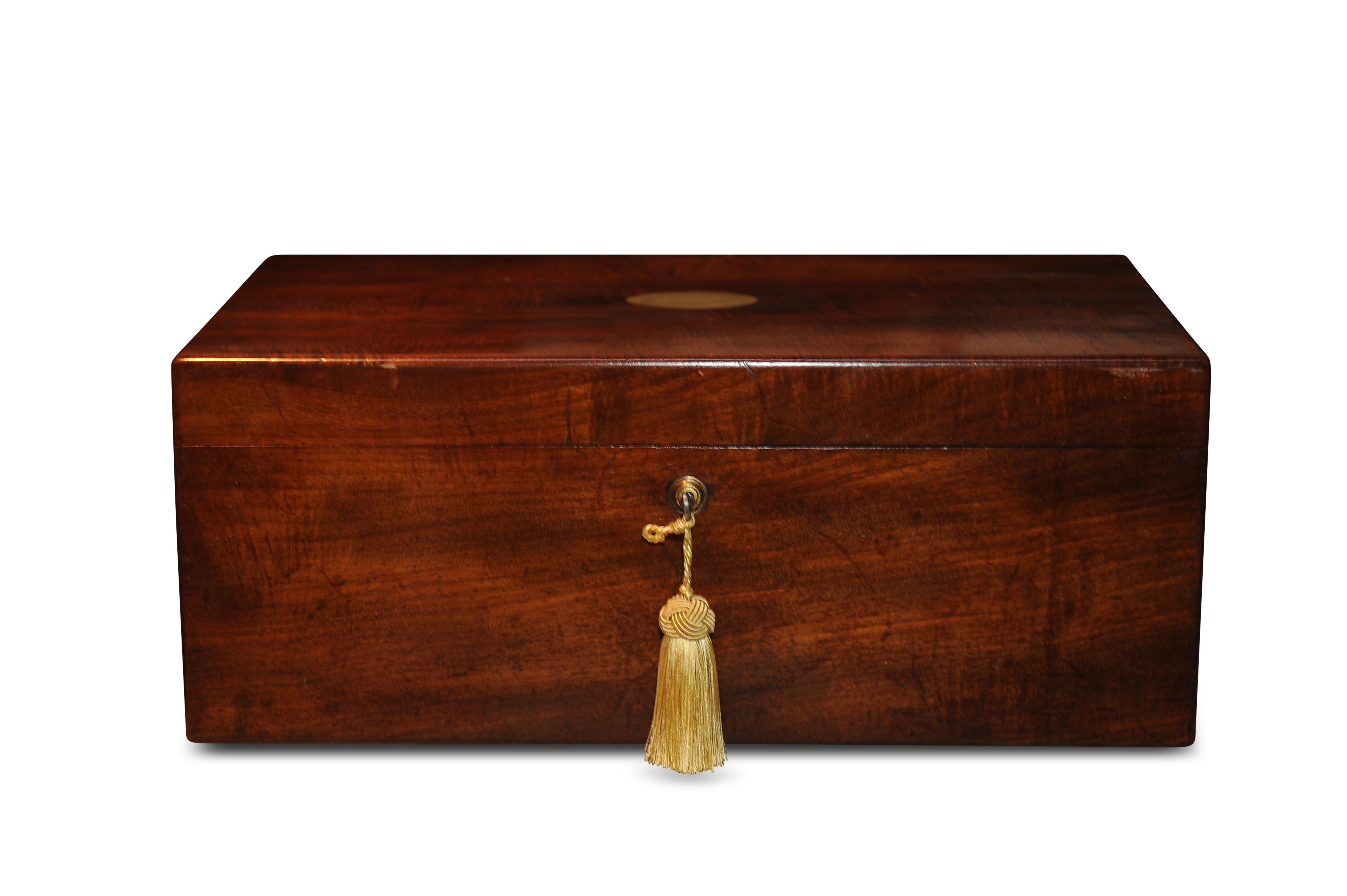 Campaign 19th Century Mahogany Writing Slope Befit with a Pair of Inkwells by J J Mechi For Sale