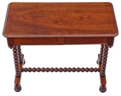 19th Century Mahogany Writing Table Antique Bobbin Turned Desk Side Dressing Bed