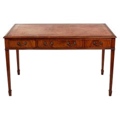19th Century Mahogany Writing Table with Tooled Leather Top