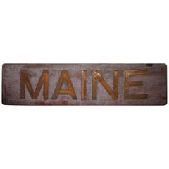 19th Century 'MAINE' Fish House Trade Sign in Original Paint