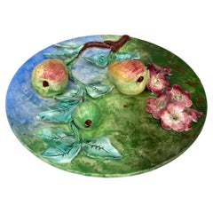 19th Century Majolica Pear Wall Platter Longchamp