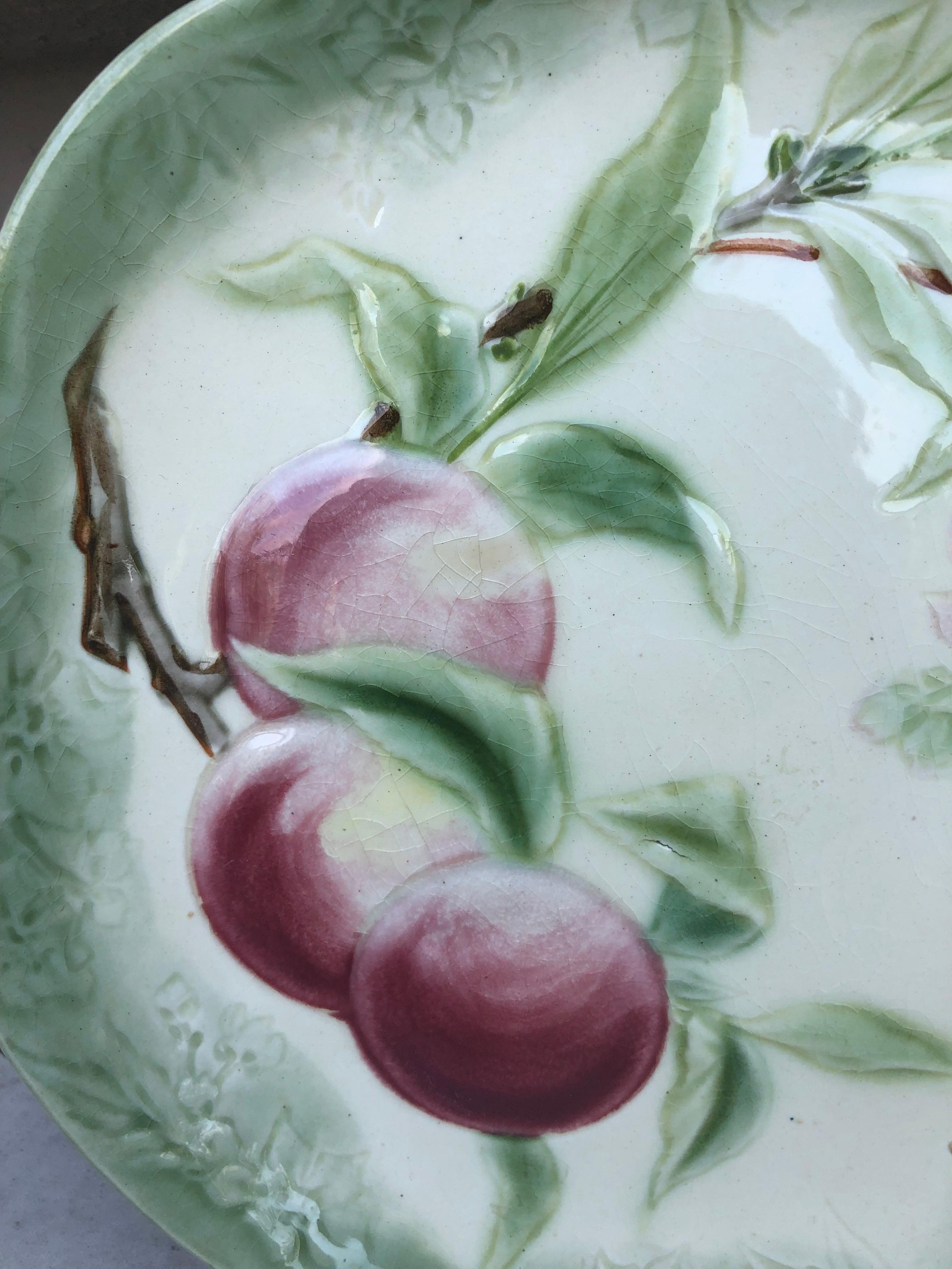 French 19th Century Majolica Apples Plate Choisy Le Roi