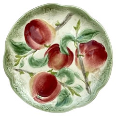 19th Century Majolica Apples Plate Choisy Le Roi
