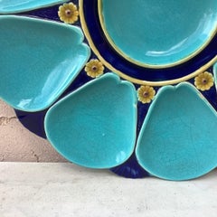 Plato de ostra acuática de mayólica Minton del siglo XIX