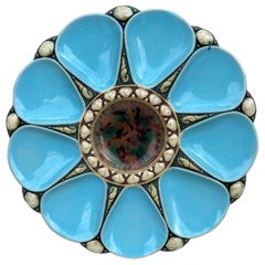 19th Century Majolica Aqua Oyster Plate Minton