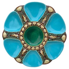 19. Jahrhundert Majolika Aqua Austern Teller Minton