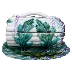 19th Century Majolica Asparagus & Artichoke Tureen Saint Amand