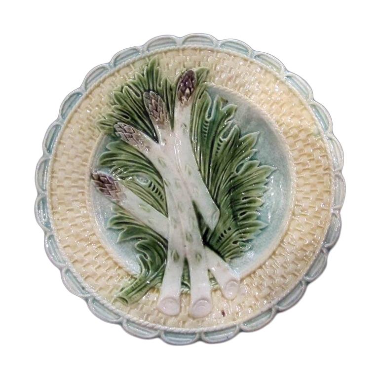 19th Century Majolica Asparagus Plate For Sale