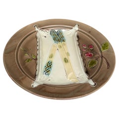 19th Century Majolica Asparagus Plate Luneville