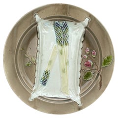 19th Century Majolica Asparagus Plate Luneville