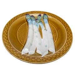 19th Century Majolica Asparagus Plate Sarreguemines
