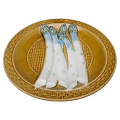 19th Century Majolica Asparagus Plate Sarreguemines