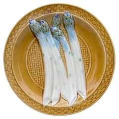 19th Century Majolica Asparagus Plate Sarreguemines