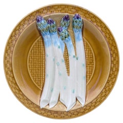 19th Century Majolica Asparagus Plate Sarreguemines
