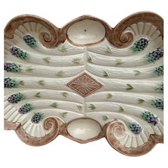 19th Century Majolica Asparagus Platter Fives Lille