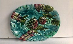 19th Century Majolica Asparagus Platter Keller and Guerin Luneville