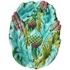 19th Century Majolica Asparagus Platter Keller and Guerin Luneville