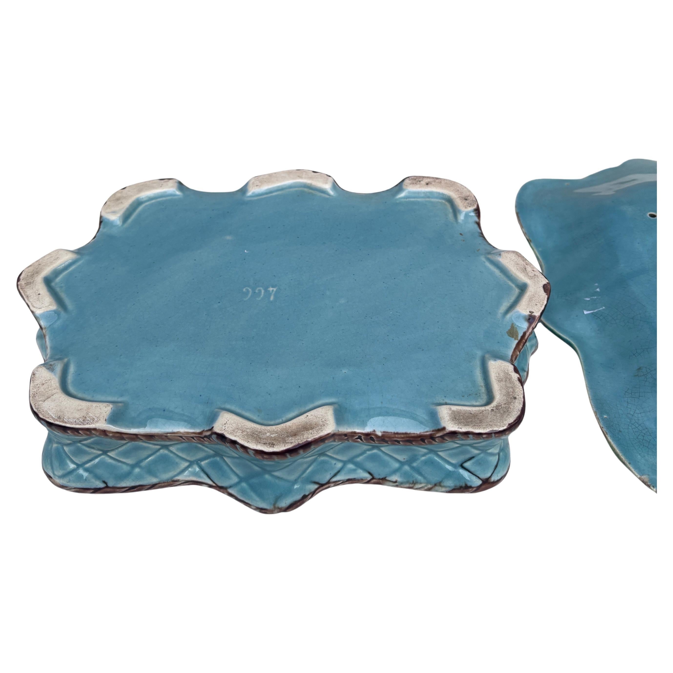 Majolika-Spargelteller oder Terrine aus dem 19. im Zustand „Gut“ im Angebot in Austin, TX
