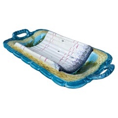 19th Century Majolica Asparagus Platter Salins