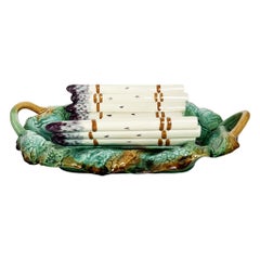 19th-Century Majolica Asparagus Serving Dish, France