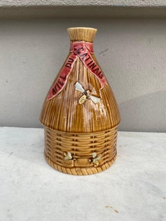 19th Century Majolica Beehive Honey Pot Luneville