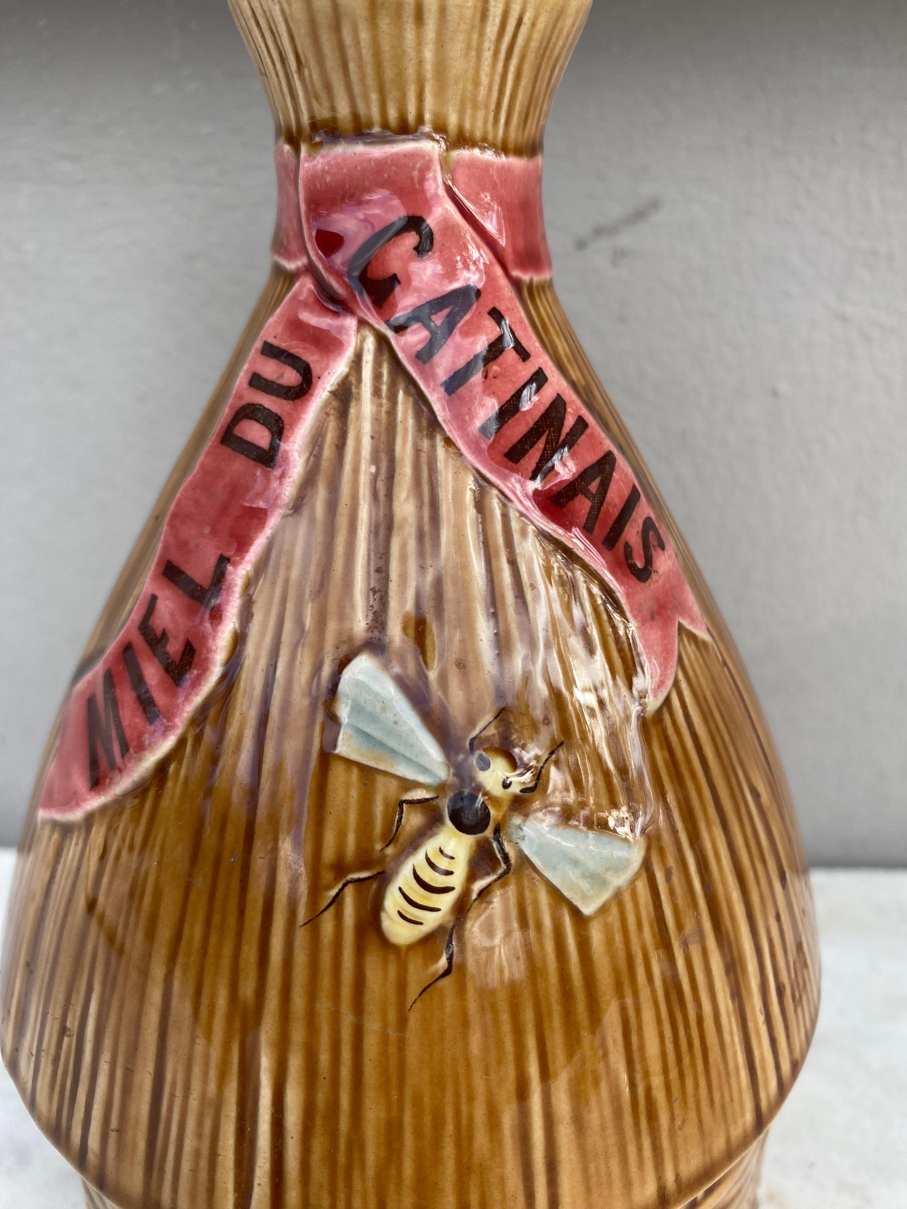 19th Century Majolica Beehive Honey Pot Luneville In Good Condition In Austin, TX