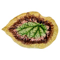 19th Century Majolica Begonia Leaf Tray