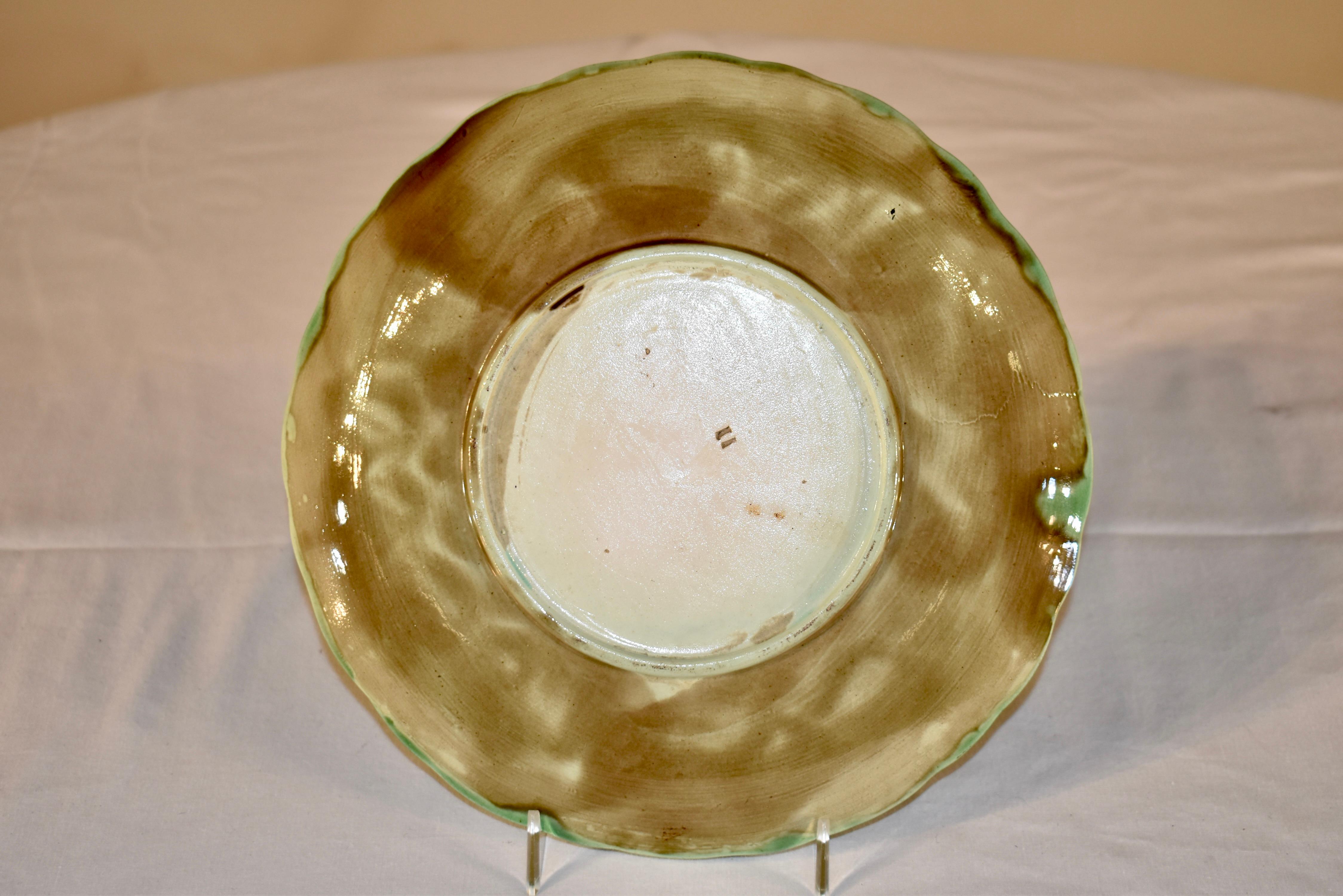 Ceramic 19th Century Majolica Begonia Plate