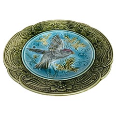 19. Jahrhundert Majolika Vogel & Biene Teller Wasmuel