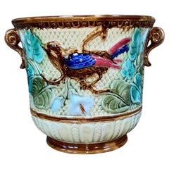 19th Century Majolica Bird Cache Pot Wasmuel