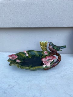 19th Century Majolica Bird & Flowers Platter