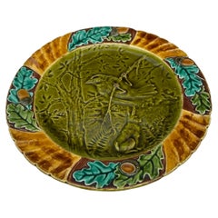 19th Century Majolica Bird Plate Sarreguemines