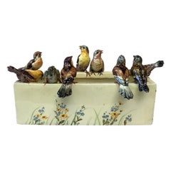 Antique 19th Century Majolica Birds Jardinière Delphin Massier