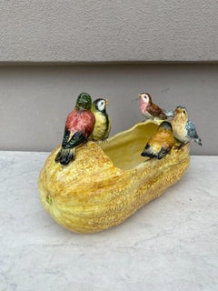 19th Century Majolica Birds Squash Jardinière Delphin Massier