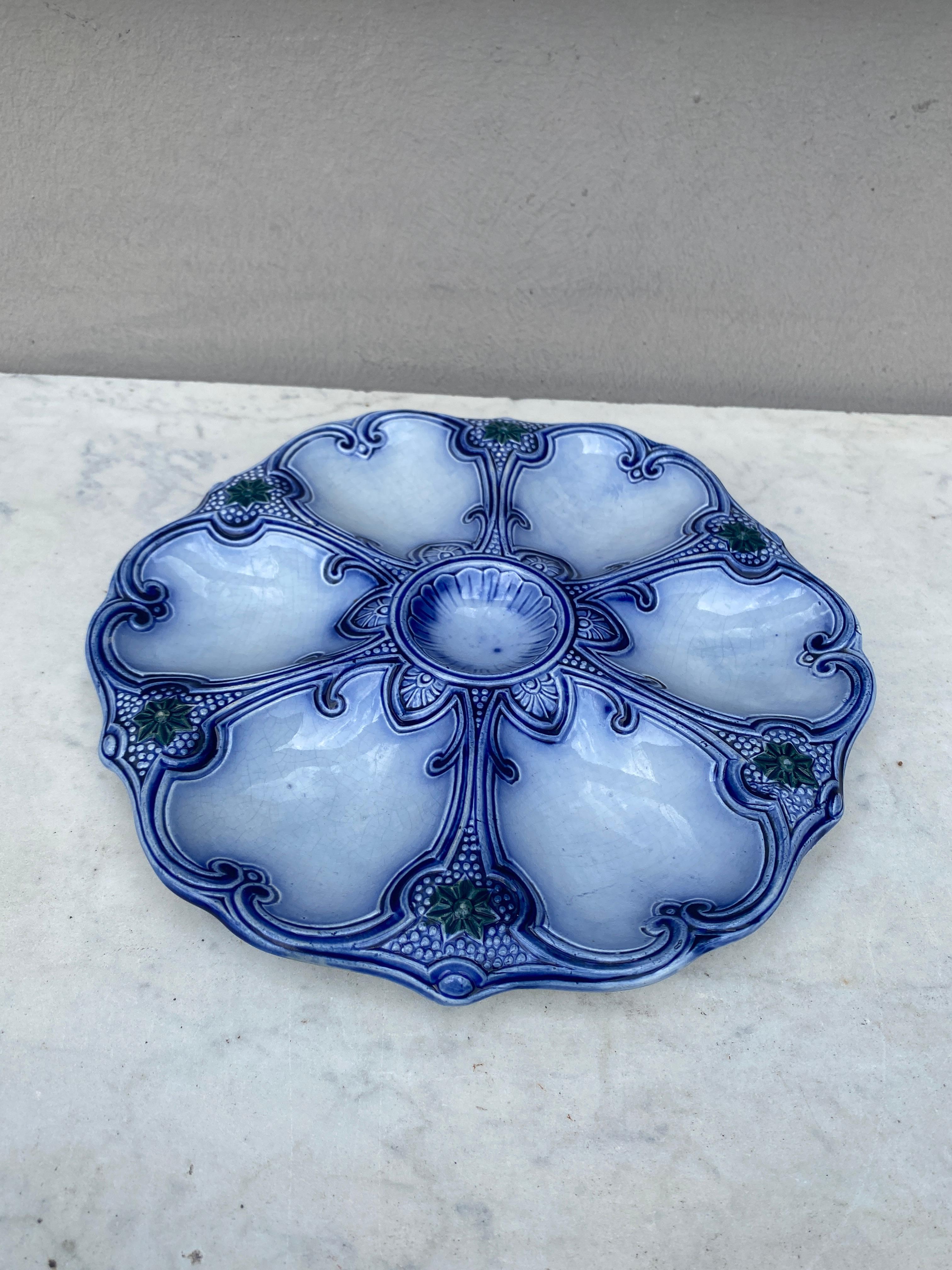 19th Century Majolica blue & white oyster plate Wasmuel.
Reference / Page 48 