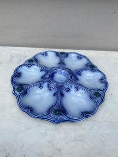 19th Century Majolica Blue & White Oyster Plate Wasmuel