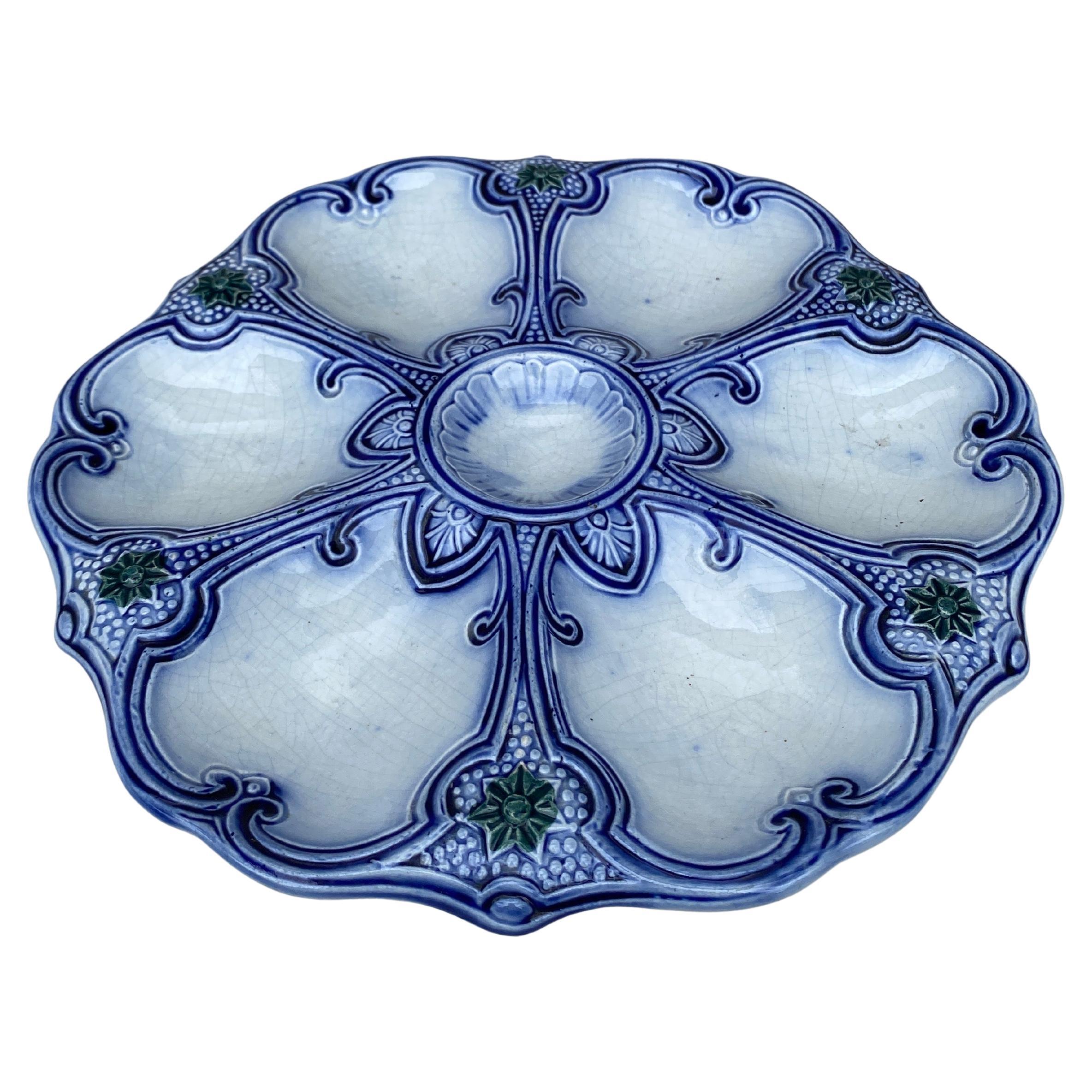 19th Century Majolica blue & white oyster plate Wasmuel.
Reference / Page 48 