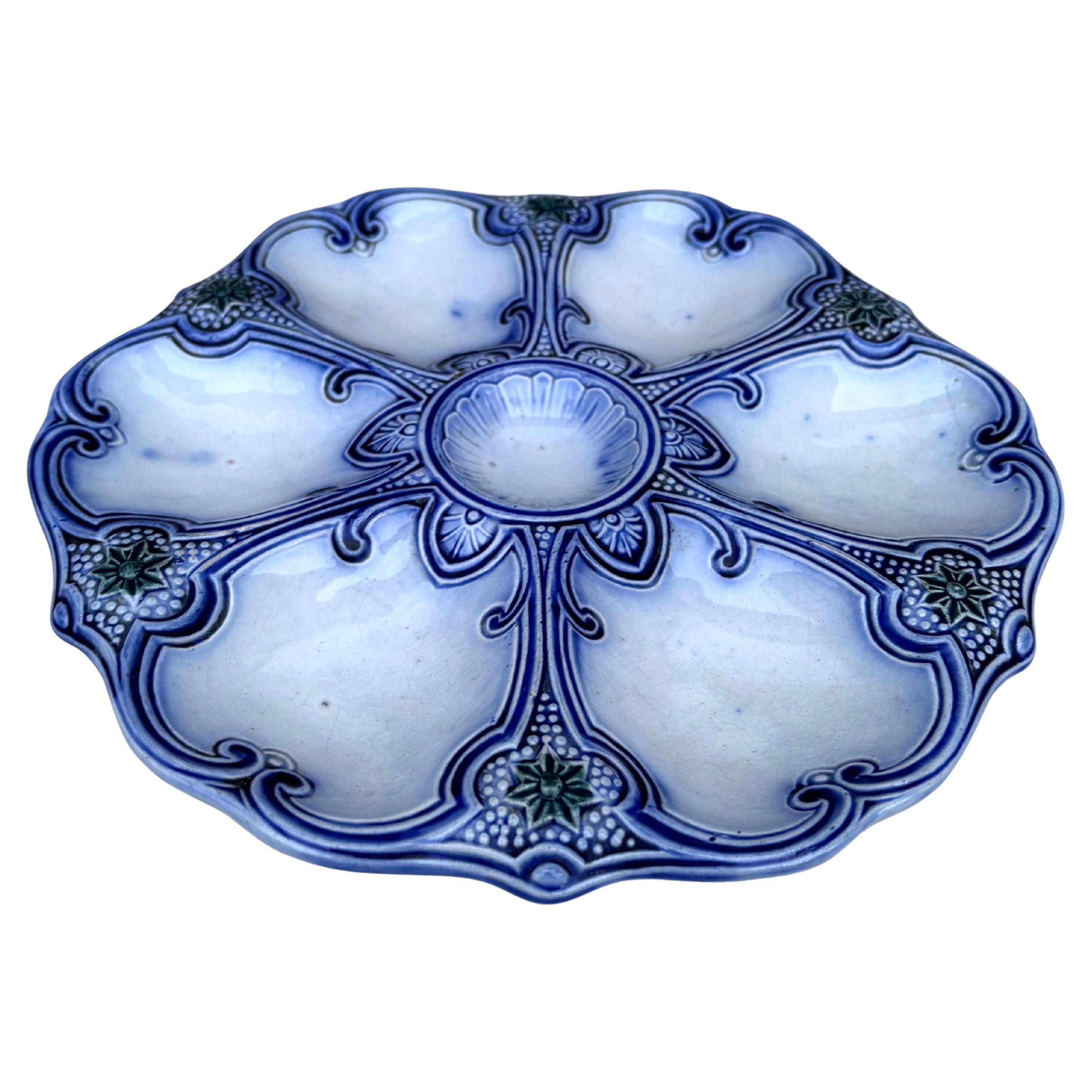 19th Century Majolica blue & white oyster plate Wasmuel.
Reference / Page 48 