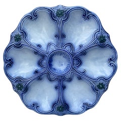 19th Century Majolica Blue & White Oyster Plate Wasmuel