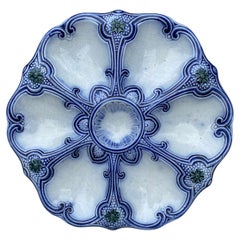 19th Century Majolica Blue & White Oyster Plate Wasmuel
