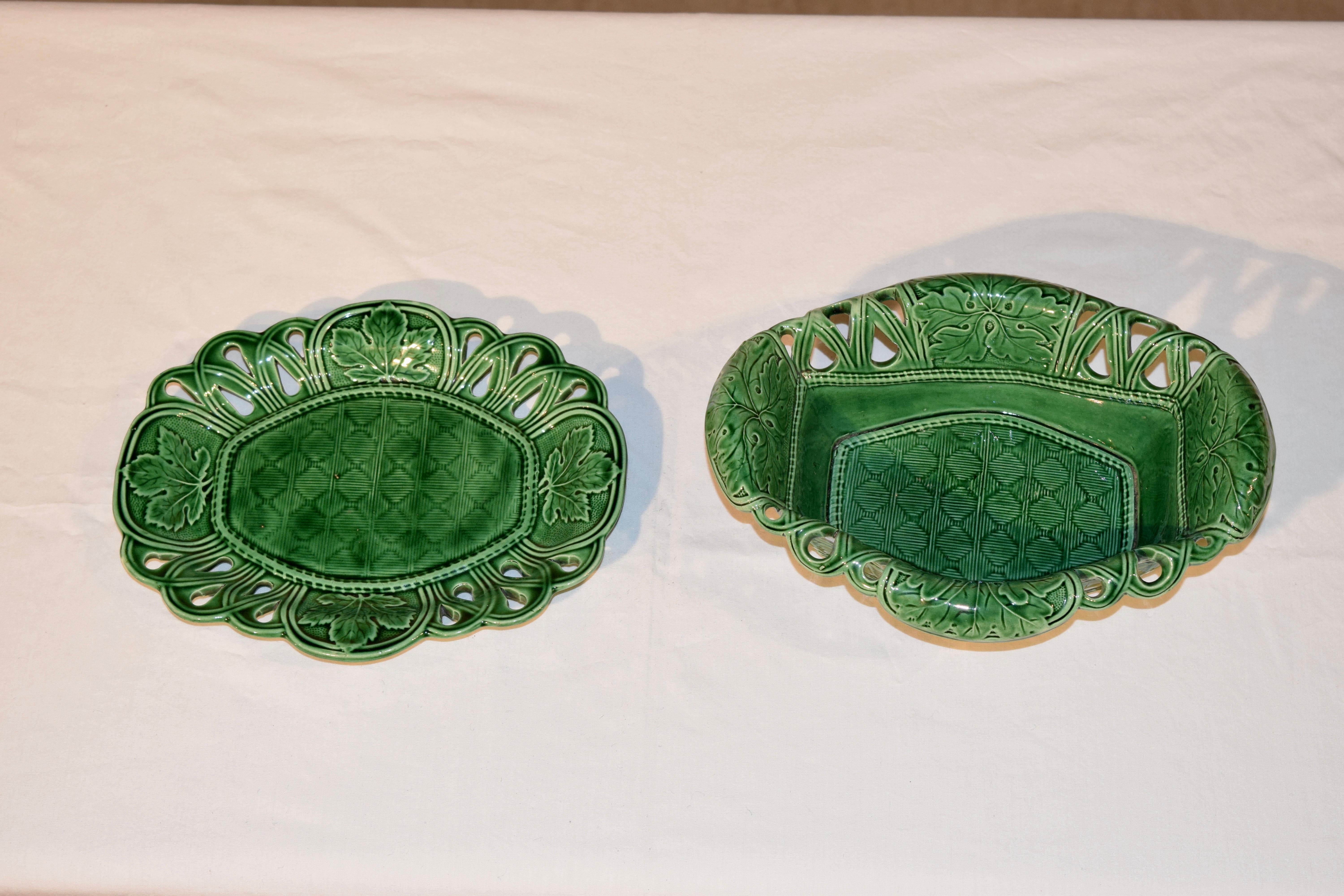 Victorian 19th Century Majolica Bowl and Under Tray