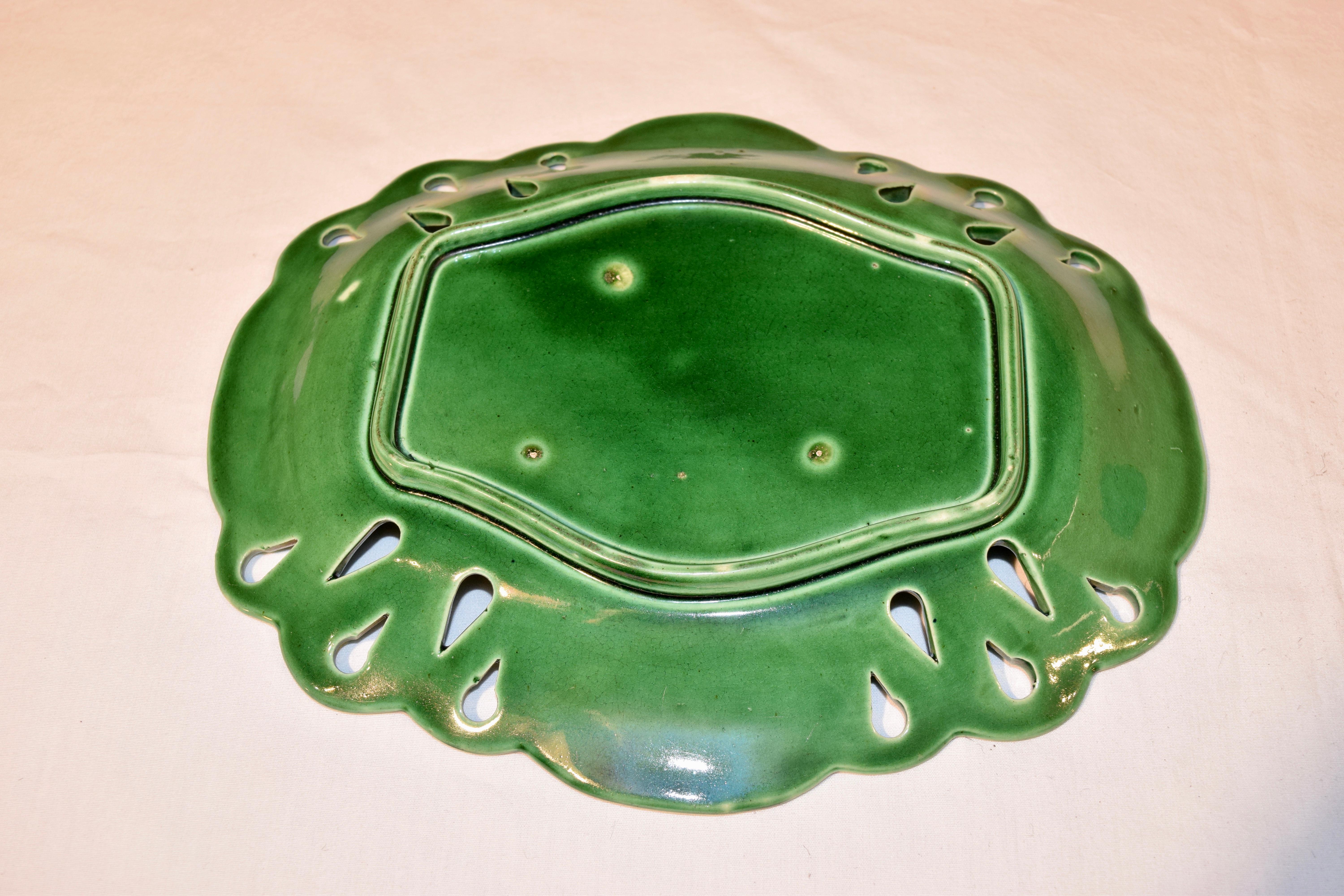 Glazed 19th Century Majolica Bowl and Under Tray