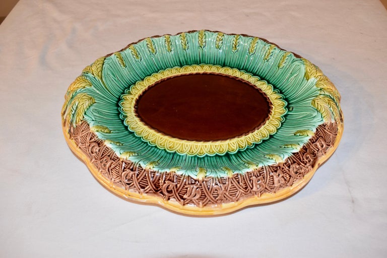 Glazed 19th Century Majolica Bread Tray For Sale