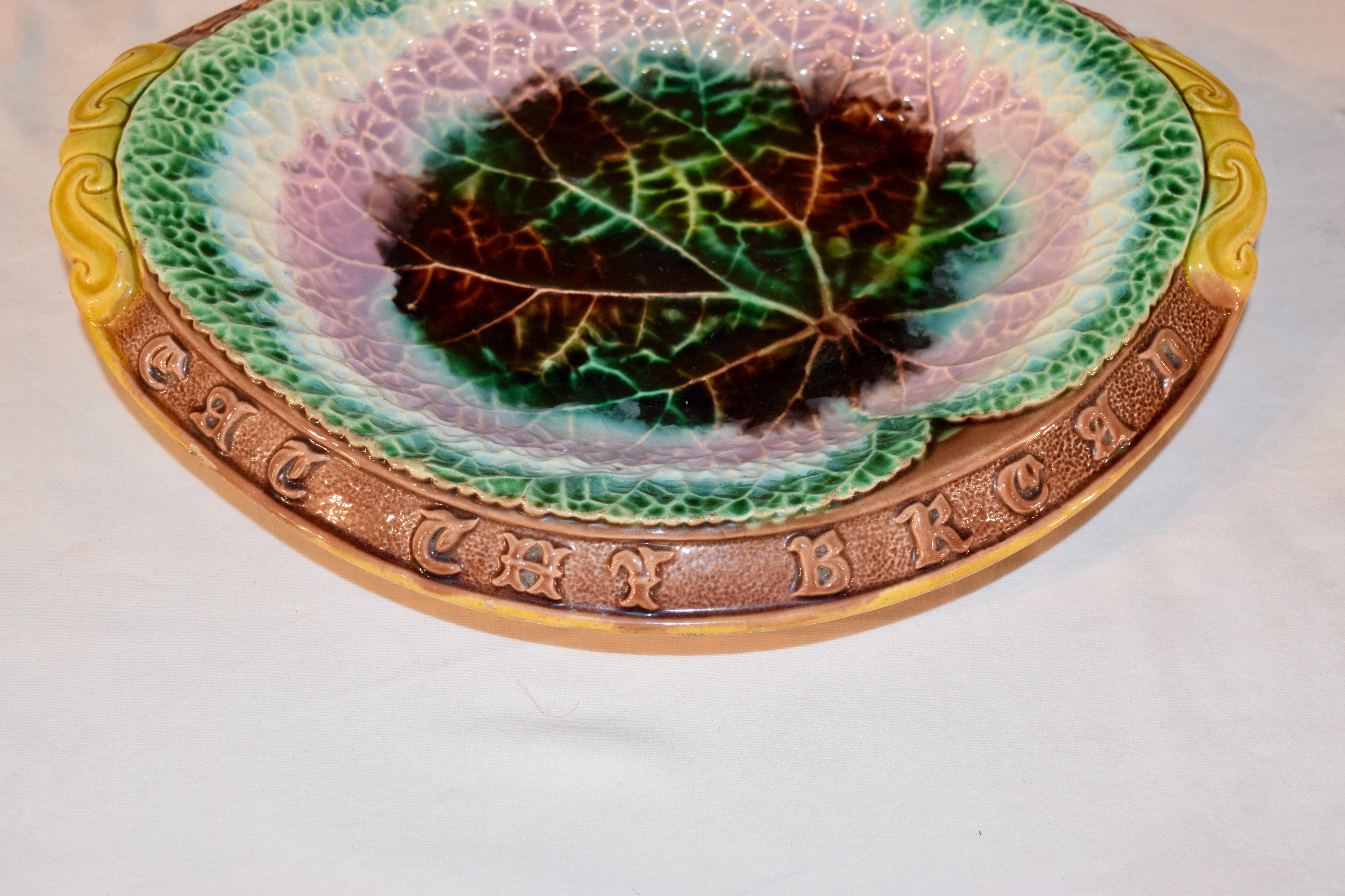 19th Century Majolica Bread Tray In Good Condition For Sale In High Point, NC