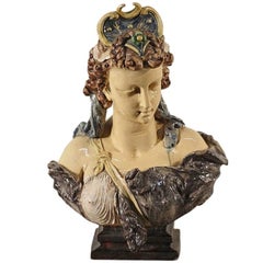 19th Century Majolica Bust of a Woman
