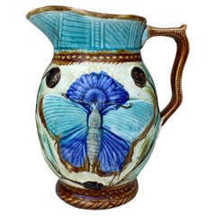 19th Century Majolica Butterfly Pitcher Wasmuel