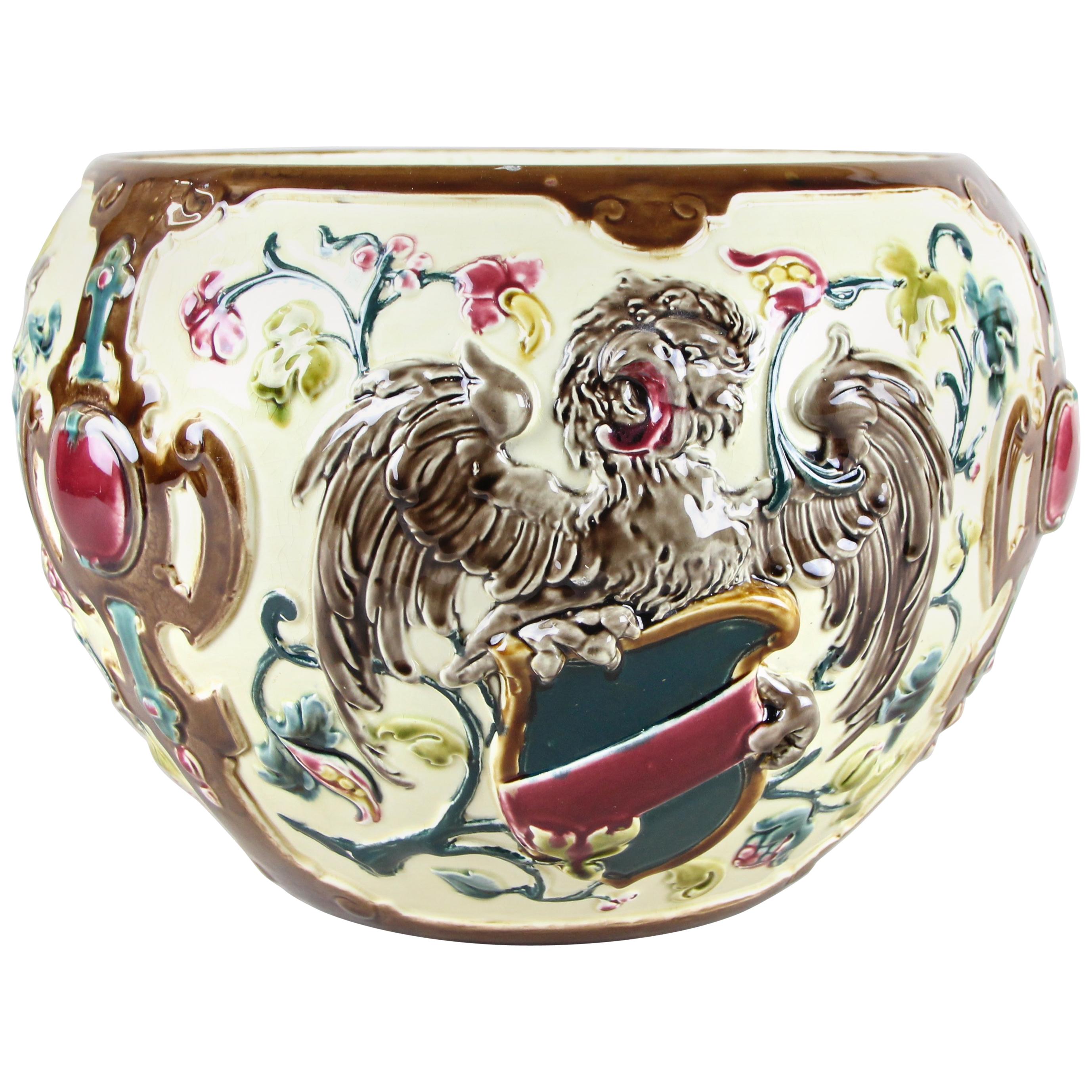 Large Majolica cachepot by Rudolf Ditmar Znaim from the so-called 