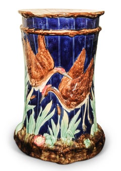 Victorian Majolica Ceramic Table / Stool With Numidian Cranes by Thomas Forester