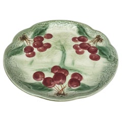 19th Century Majolica Cherries Plate Choisy Le Roi