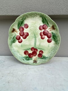 19th Century Majolica Cherries Plate Choisy Le Roi